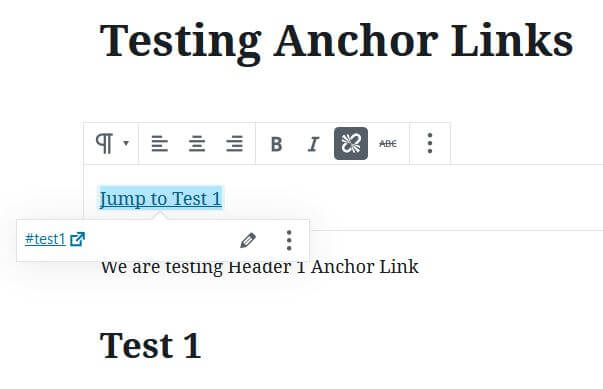 Adding HyperLink to Create Anchor Links In Gutenberg