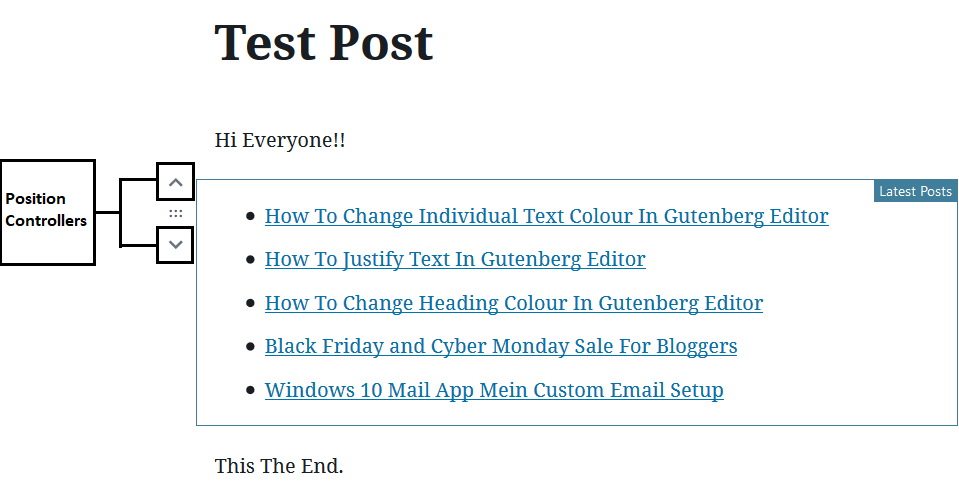Changing The Settings(2) to Add Latest Posts Links In Gutenberg Editor