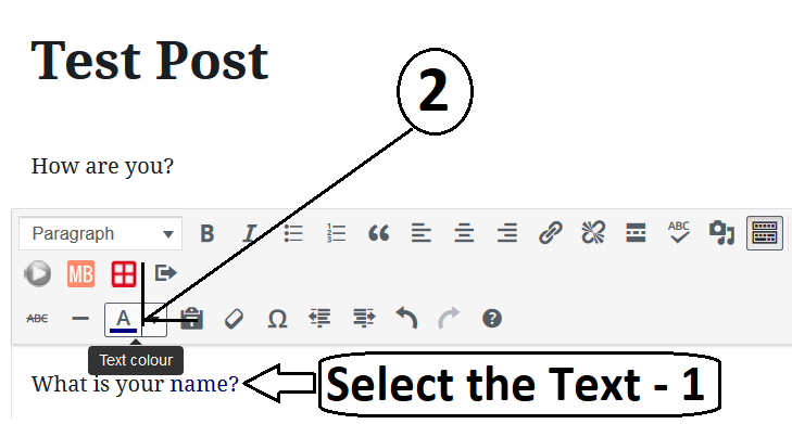 Formatting The Block to Change Individual Text Colour In Gutenberg Editor