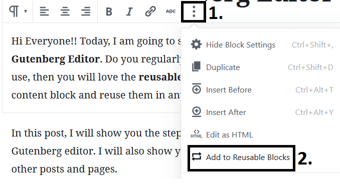 Create Reusable Blocks In Gutenberg Editor