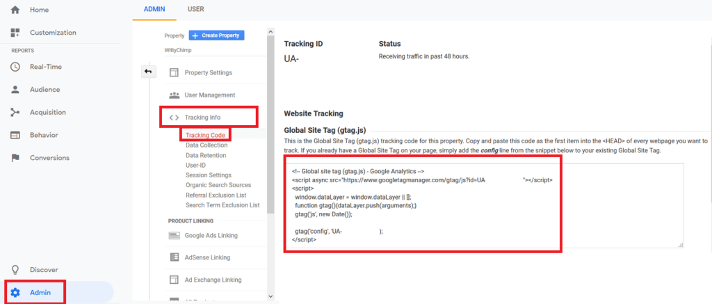 Copying The Code To Add Google Analytics To WordPress