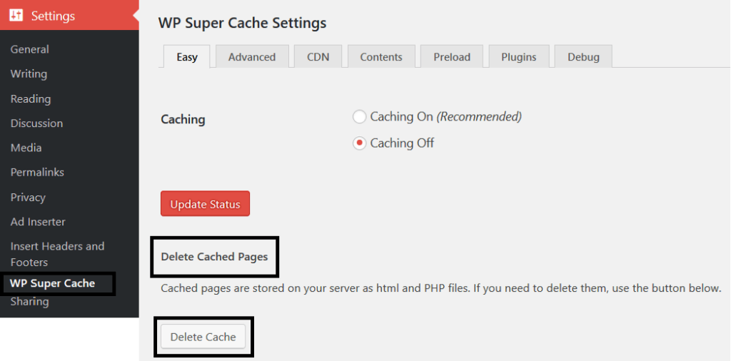 How To Clear WordPress Cache Using WP Super Cache