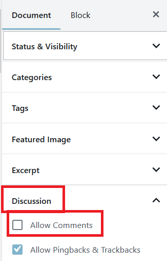 Disable Comments In Gutenberg On Posts Individually