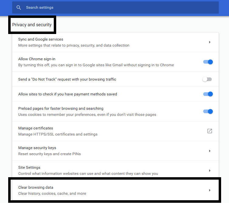 Clearing Cache and Cookies 2 to Fix Google Search Autocomplete In Chrome