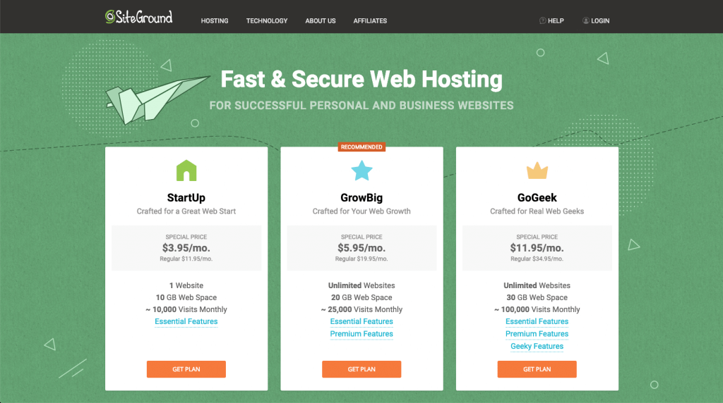 2nd step to set up hosting with SiteGround