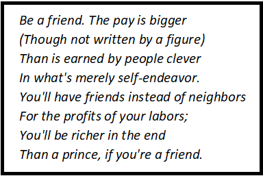 Be A Friend Stanza Wise Summary