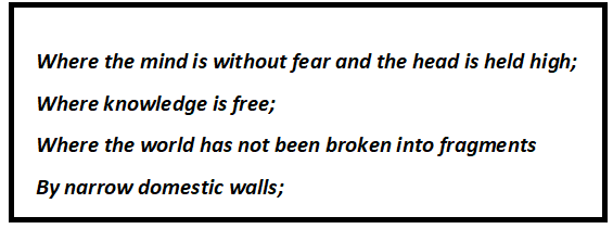 conclusion of the poem where the mind is without fear