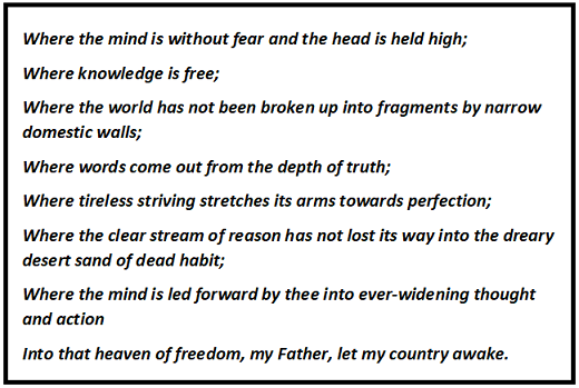 conclusion of the poem where the mind is without fear