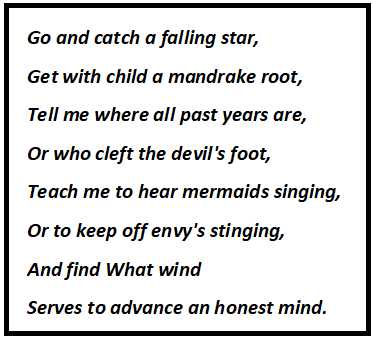 go and catch a falling star by john donne analysis